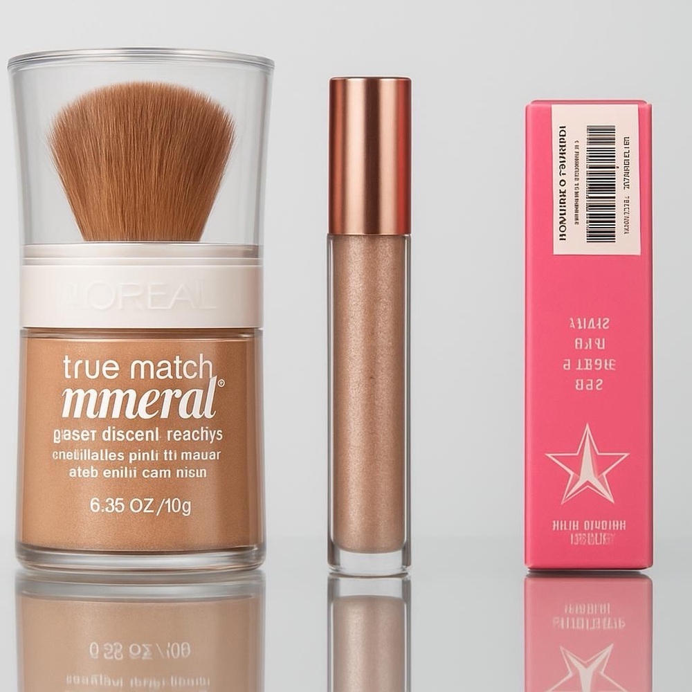 L'Oreal True Match Tan Mineral Foundation with Brush & JS (Plastic Surgery) lip.
